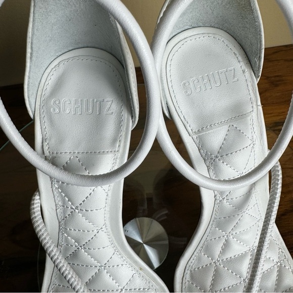 Schutz Gaiah Leather Ankle-Strap Sandals - white leather - size 7.5 - Picture 13 of 16